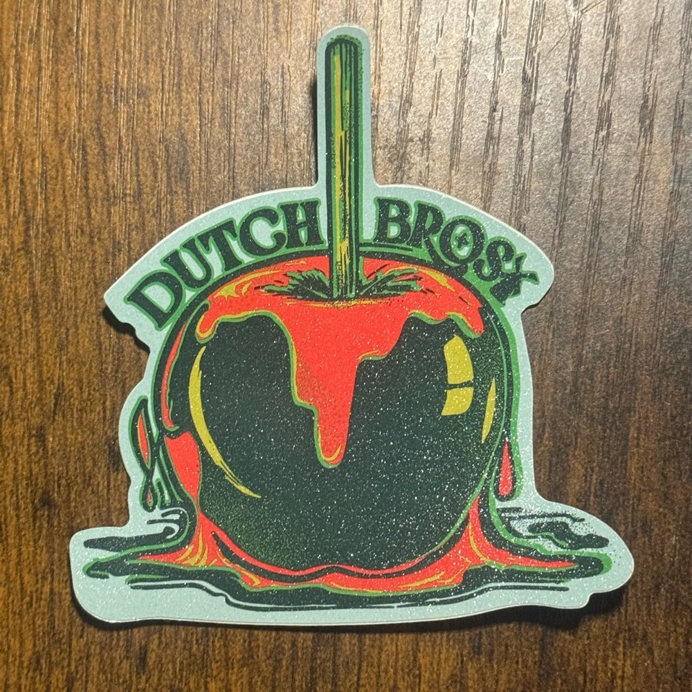 GLITTER CARMEL APPLE DUTCH BROS STICKER
